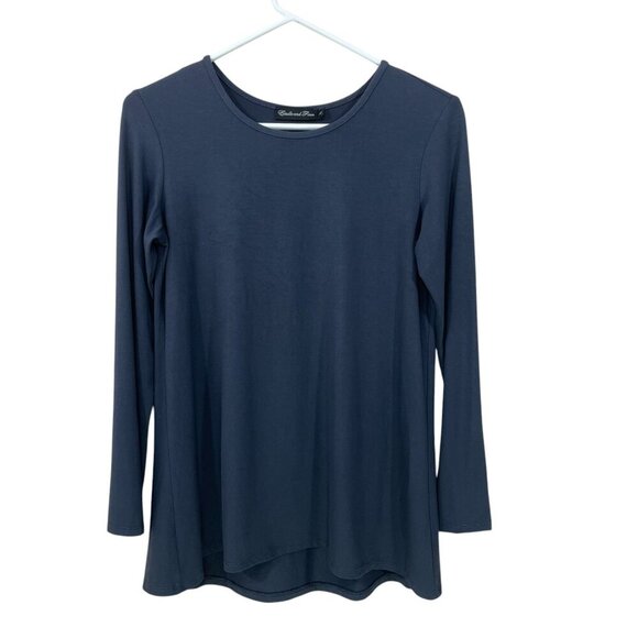 Estelle & Finn Stretch Knit Long Sleeve Top Size XS Gray Made in USA Viscose - Picture 1 of 6